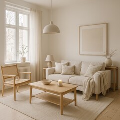 Nordic Minimalist Living Room with Natural Light and Hygge Interior Design Elements