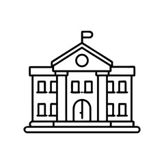 Simple Government Building Line Icon Courthouse Icon Silhouette