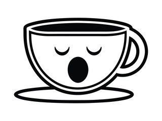 Yawning Coffee Mug Silhouette – Funny Sleepy Vector Design