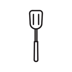 Simple Kitchen Spatula Outline Icon on White Background