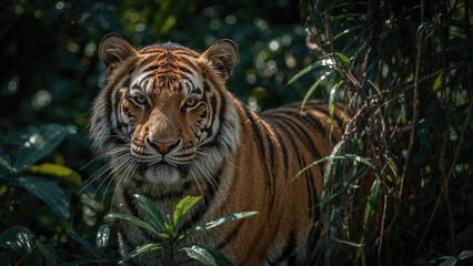 Fototapeta premium Majestic Tiger Roaming in a Vast Wildlife Sanctuary