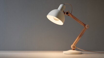 Illuminated Desk Lamp: A Study in Warm Light and Minimalist Design