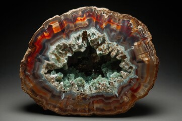 Agate Thunderegg Geode Sample Within Green Rhyolite Host Rock