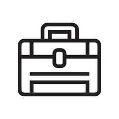 Obraz premium Simple black briefcase icon on white background. Portfolio