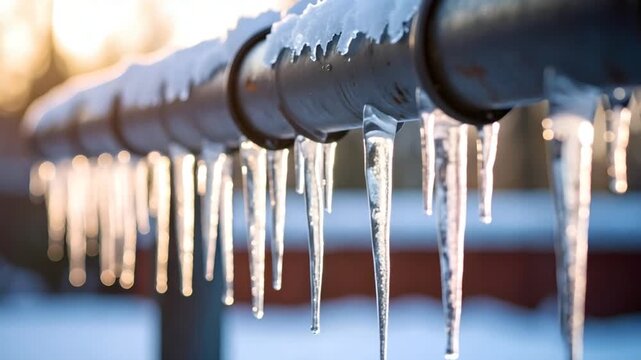 Icicles on frozen pipe