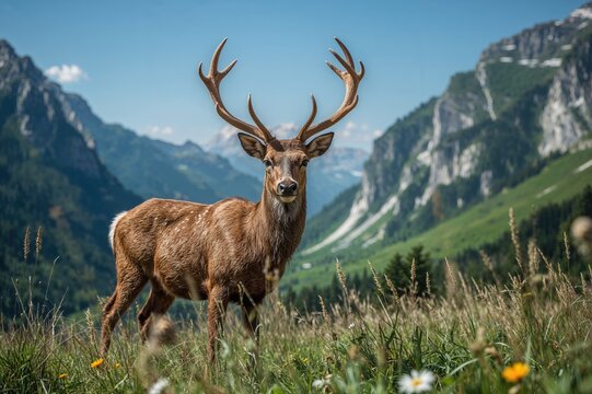 Adult male Thorold's deer (Cervus albirostris) specimen