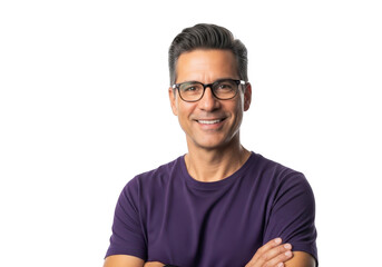 Man with glasses smiling isolated on transparent background