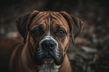A twelve-year-old boxer resting, captured in a vintage, somber tone.