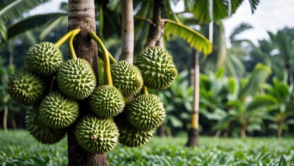 An image depicting the lush foliage of a durian tree