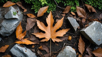 Dry foliage lying on my garden ground