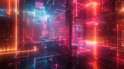 clean pastel neon abstract lines and mesh