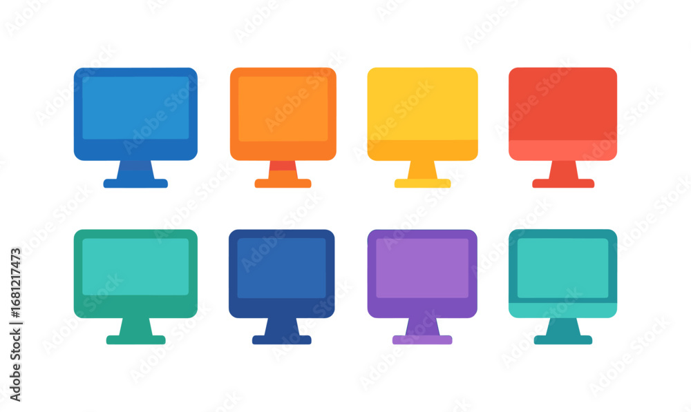 Aufkleber colorful flat style computer monitors set for digital design and tech concepts