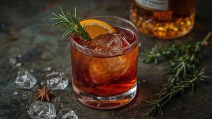 Traditional Spirit Drink Balanced with Sugar and Aromatic Rosemary
