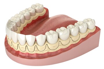 Dental model showing healthy gums and teeth with clear demarcation of gum line image photo