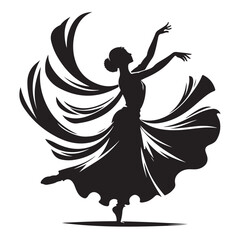Graceful dancer performing a dynamic pose silhouette