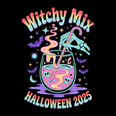 Psychedelic Witch Potion Halloween T-Shirt Design