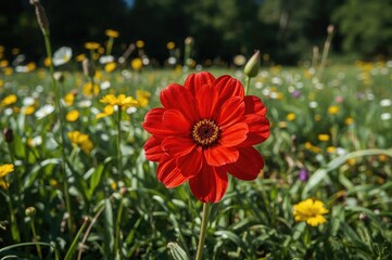 The strength of crimson blooms in a sunny garden