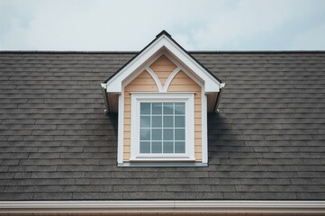 A charming window set into the rooftop of a home