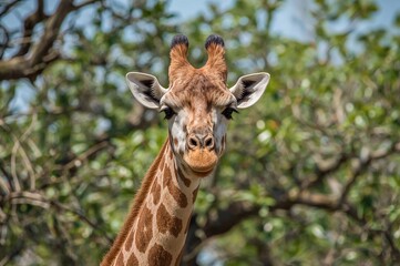Fototapeta premium A giraffe's head close-up