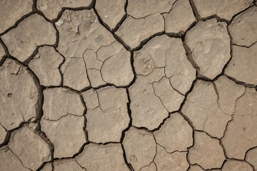 Top-down perspective of cracked earth symbolizing dryness and deterioration for a backdrop or graphic theme