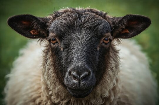 Close-up of a black sheep's face