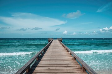 Fototapeta premium The ocean is spanned by a long bridge.