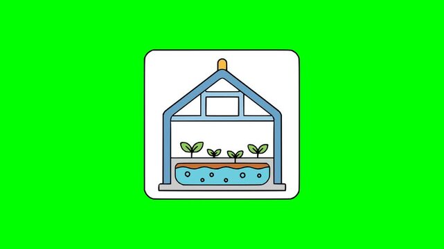 Hydroponics greenhouse vector symbol animated enlarge and shrink effect for sustainable agriculture concept