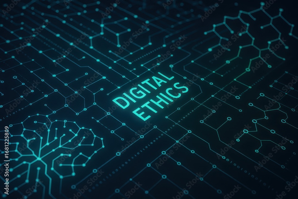 Leinwandbilder advanced digital ethics framework visualization with interconnected neural networks and moral decisi