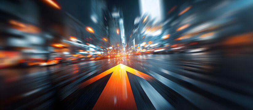 Rising arrow theme with abtract high speed technolog POV motion blur