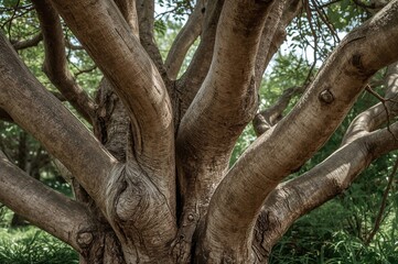 Obraz premium Beautiful Textured Bark of a Tree in a Garden Setting