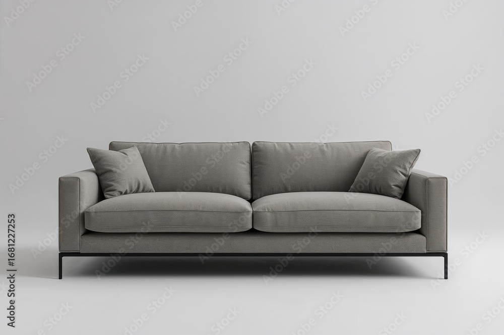 Poster comfortable couch photographed in a studio setting against a plain backdrop