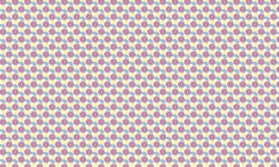 Colorful Geometric Seamless Pattern with Circles and Floral Abstract Repetition