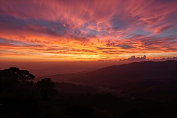 Fototapeta premium Breathtaking evening sky over the elevated terrain