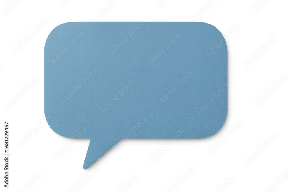 Poster speech bubble in light blue hovering over transparent background, representing communication and mes