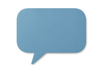 Speech bubble in light blue hovering over transparent background, representing communication and messaging design elements