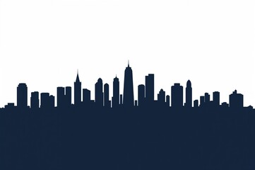 Fototapeta premium City skyline silhouette on white background with flat 2D illustration featuring modern and historic buildings for business, travel, and tourism themes