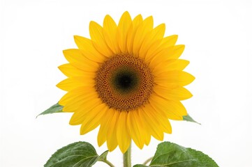 Obraz premium Single sunflower against white background