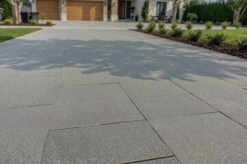 Obraz premium Elegant Gray Paving Stones Arranged in a Slanted Herringbone Design