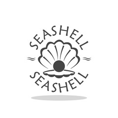Shell icon with a pearl inside icon with shadow