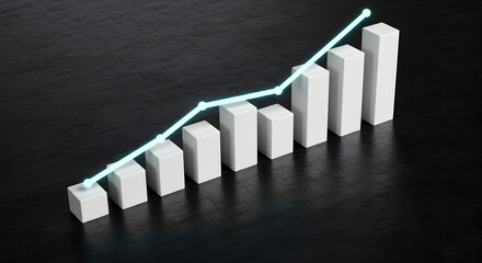 Dynamic finance dashboards: rising charts, bars, and neon trend lines