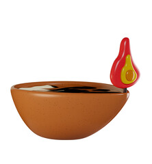 3D rendering of a diwali diya oil lamp. minimal icon