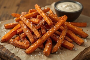 Healthy snack option with savory sweet potato fries rich in carbohydrates and starch