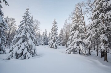 Obraz premium Winter scene with snow-covered trees