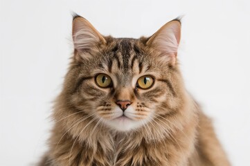 Fototapeta premium Striped feline resting on a pale surface