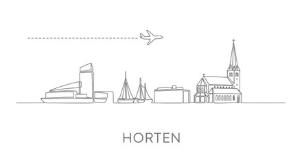 Fototapeta premium Horten Norway Skyline Line Art