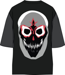 Scary Demon Skull Vector Graphic for Halloween Costume T-Shirts