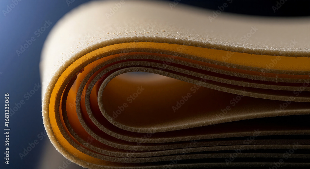Poster Textured layers of flexible material with soft curves