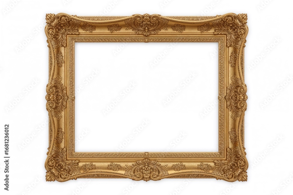 Poster elegant golden border with a clipping path on a white background