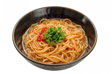 Delicious quick-cook noodles served in a bowl against a white background
