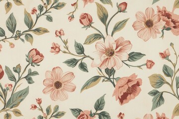 Background with striped floral vintage printed fabric texture